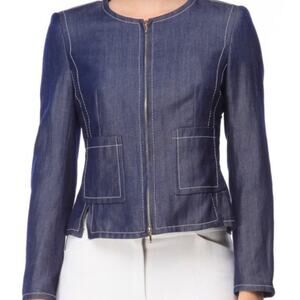 Escada Full Zip Soft Denim Dark Wash Fitted Jacket Womens 38 / US 8